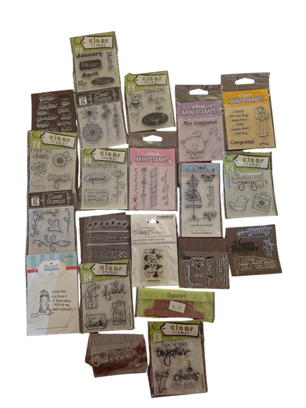 Clear Stamps Lot 22 New In Package Studio G Full Size Sentiments Floral
